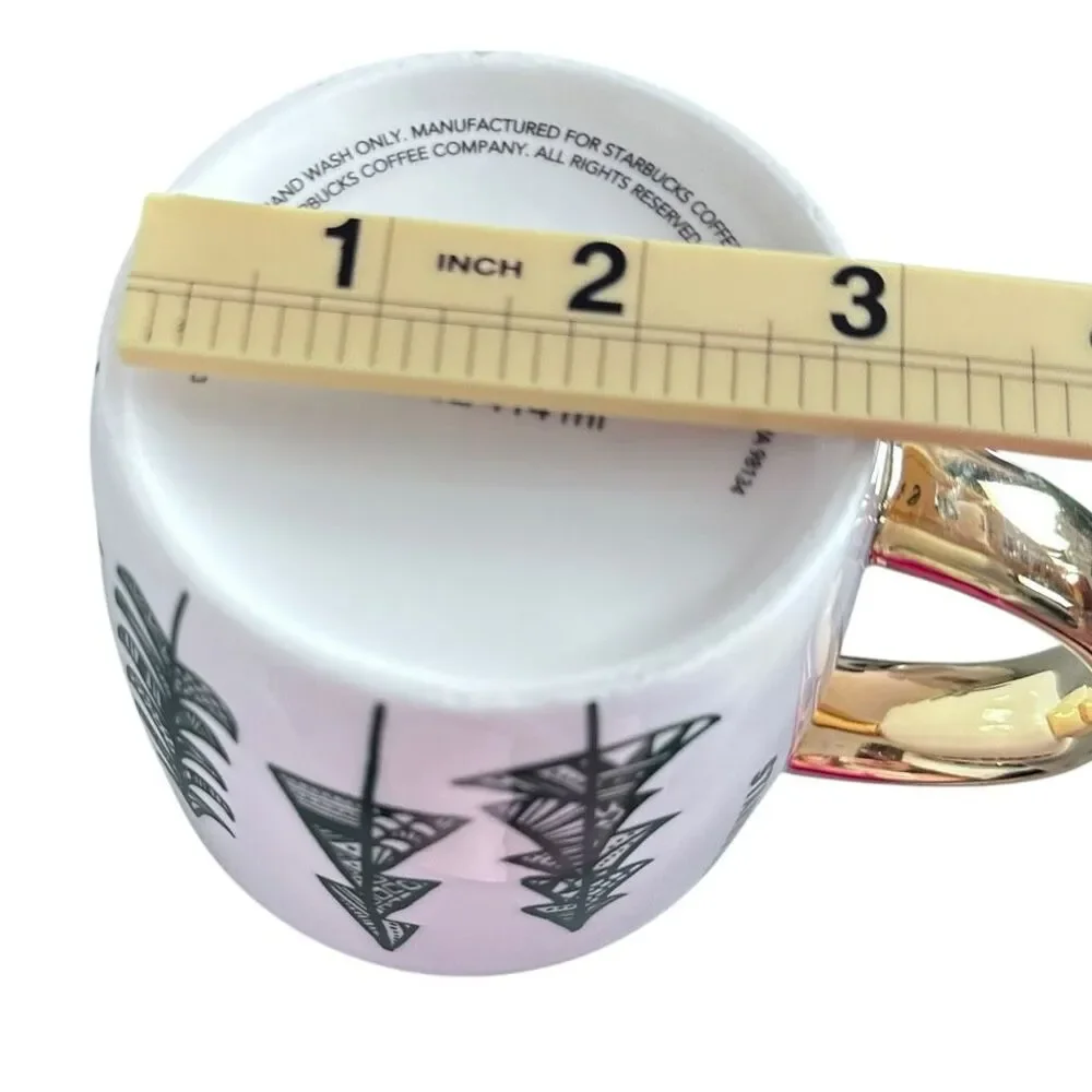 Starbucks 2015 Green Trees White Ceramic Coffee Cup Mug - 14 oz   ***Item:‎ HH75